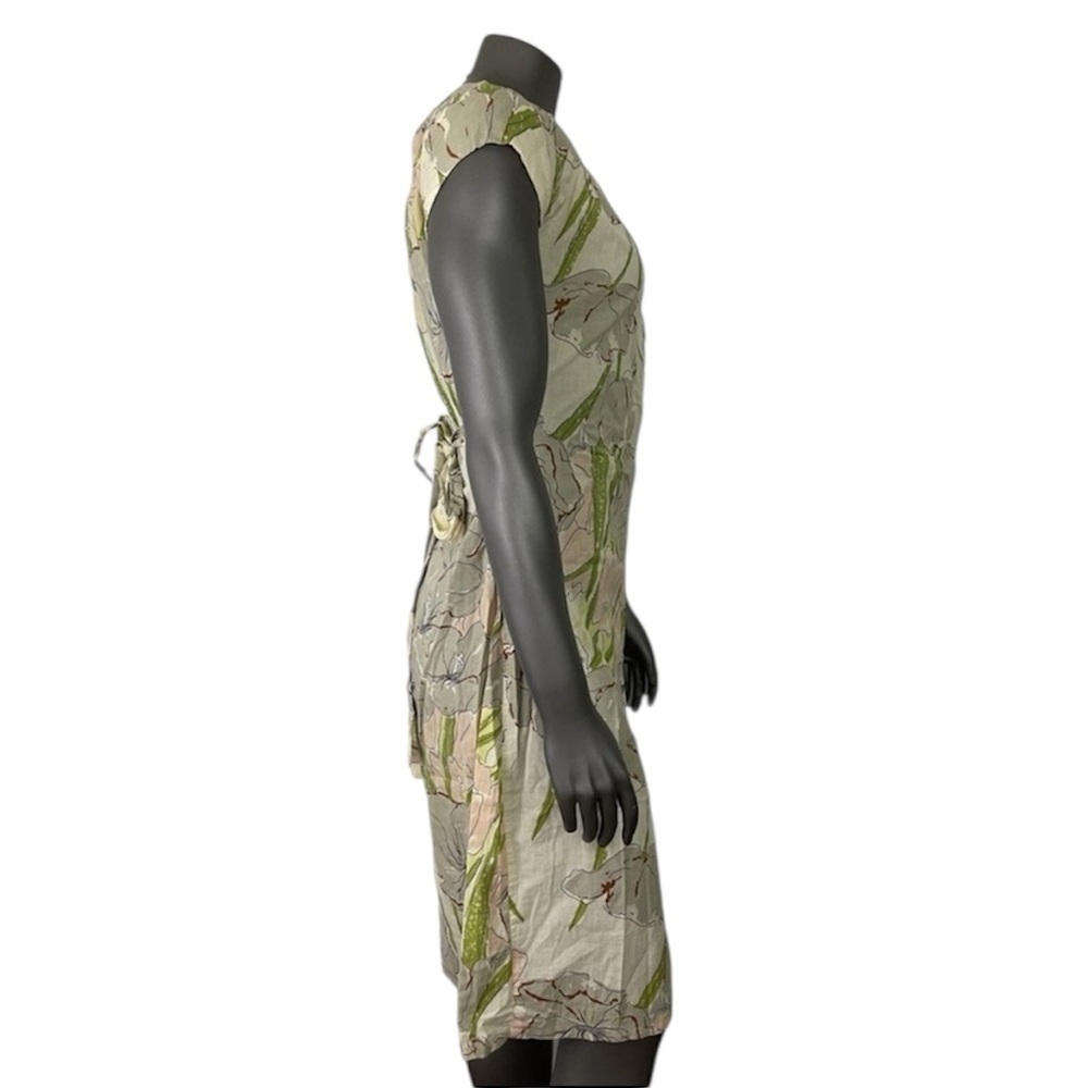 Porridge‎ Dress Womens 2 Floral Button Down Crew Neck Neutral Modest Cap Sleeve - Picture 3 of 13